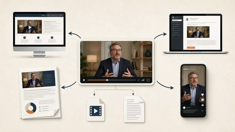 One planned expert video mapped to website, sales email, proposal, and vertical social media placements.